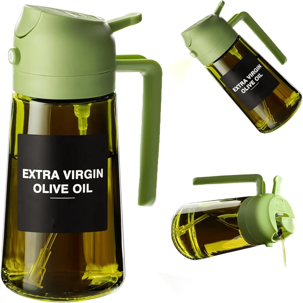 2-in-1 Olive Oil Sprayer & Glass Dispenser Bottle 470ml - Velvet Haven