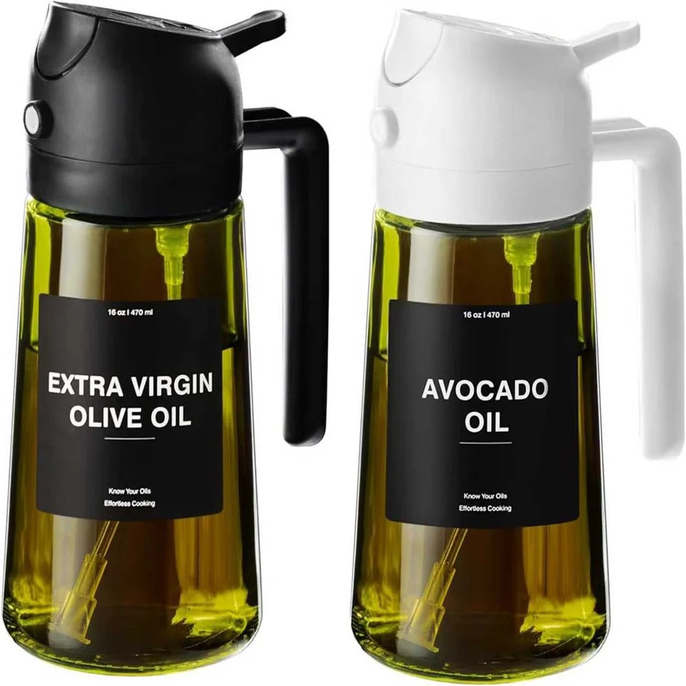 2-in-1 Olive Oil Sprayer & Glass Dispenser Bottle 470ml - Velvet Haven