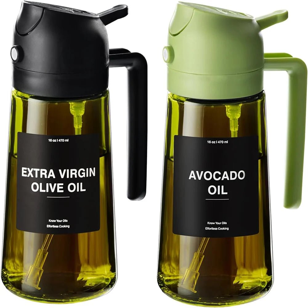 2-in-1 Olive Oil Sprayer & Glass Dispenser Bottle 470ml - Velvet Haven
