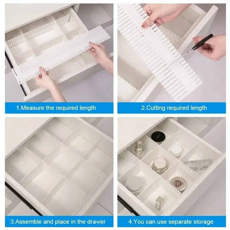 4/8 Pieces Adjustable Drawer Divider Partition Durable Storage Cosmetic Socks Underwear Drawer Clothes Organizer Cabinets - Velvet Haven