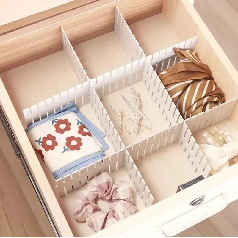 4/8 Pieces Adjustable Drawer Divider Partition Durable Storage Cosmetic Socks Underwear Drawer Clothes Organizer Cabinets - Velvet Haven
