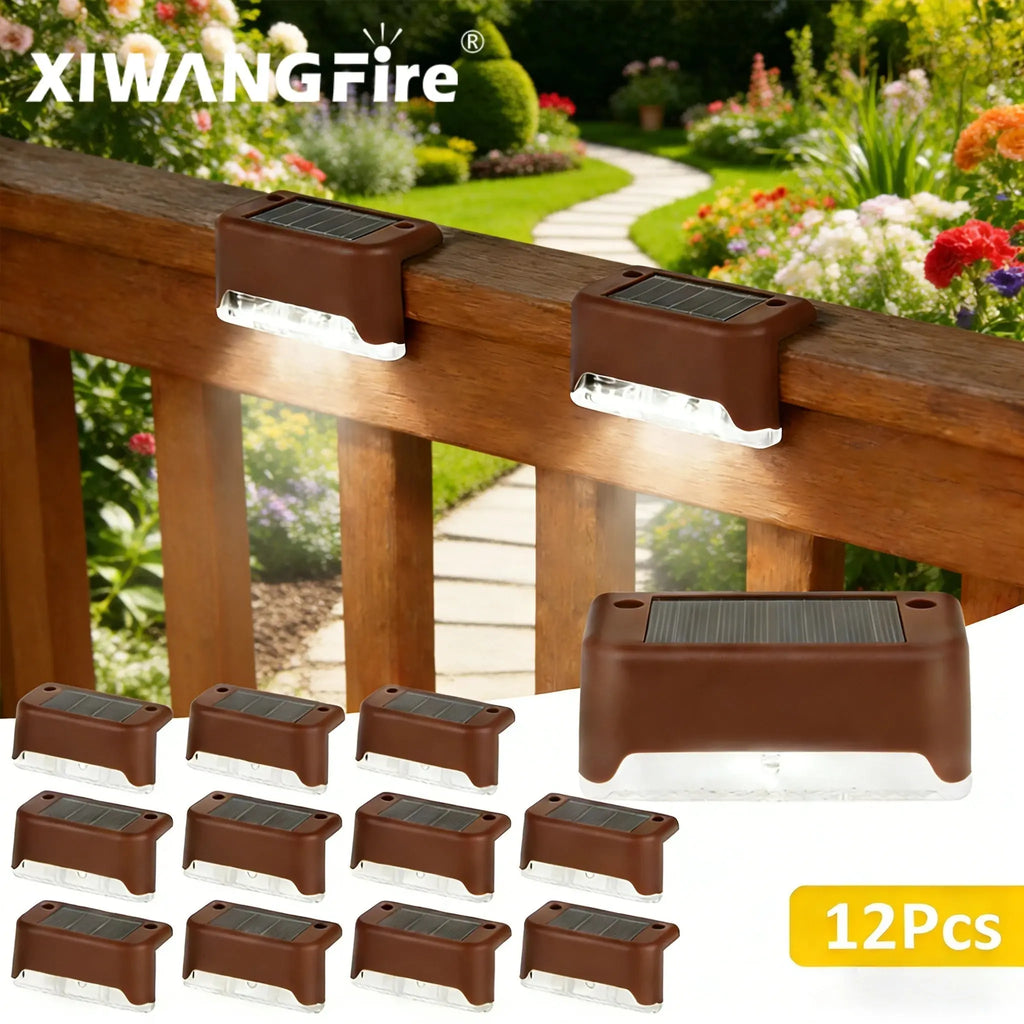 4/8/12Pcs Solar Deck Lights Outdoor Waterproof LED Fence Lights Step Garden Decorate Lamp for Patio Stairs Railing Pathway - Velvet Haven
