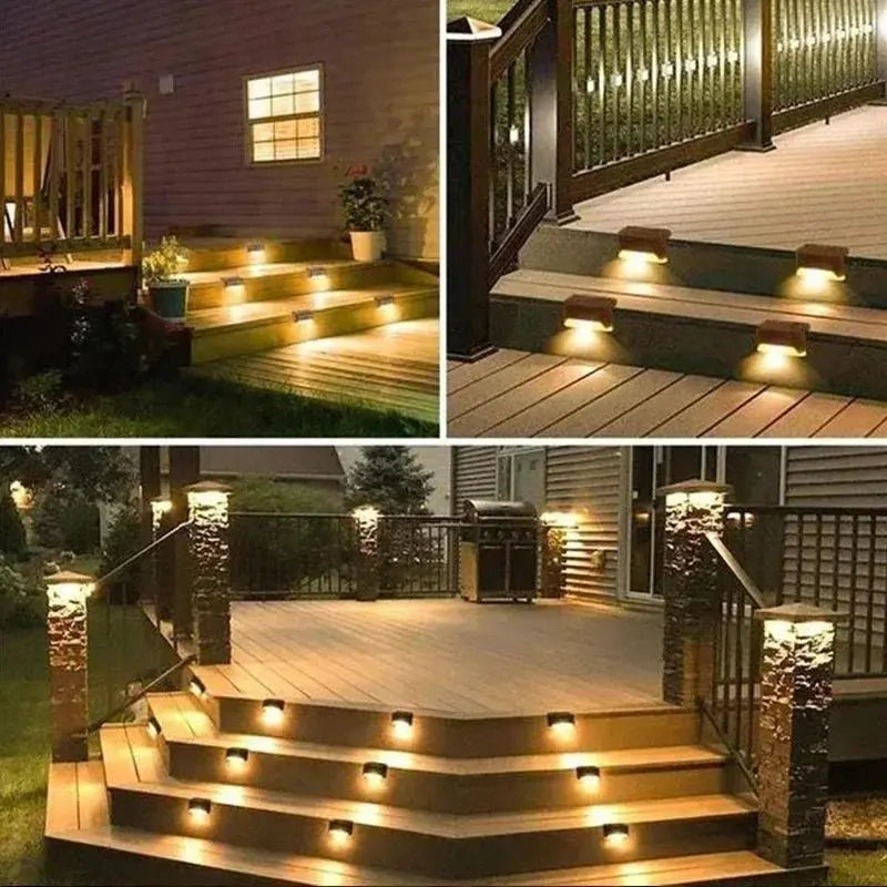 4/8/12Pcs Solar Deck Lights Outdoor Waterproof LED Fence Lights Step Garden Decorate Lamp for Patio Stairs Railing Pathway - Velvet Haven