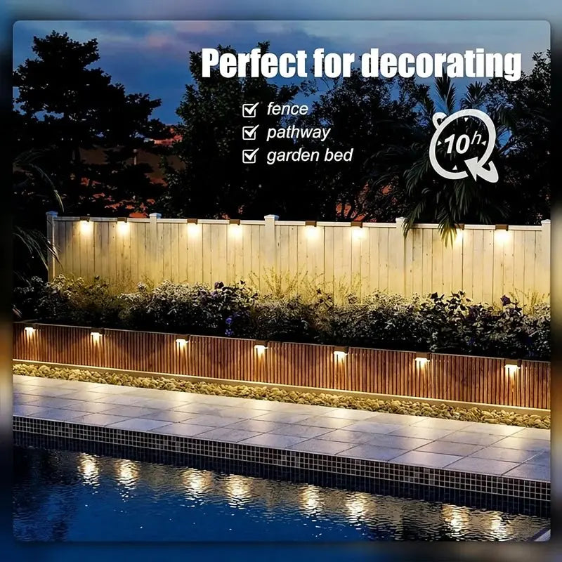 4/8/12Pcs Solar Deck Lights Outdoor Waterproof LED Fence Lights Step Garden Decorate Lamp for Patio Stairs Railing Pathway - Velvet Haven