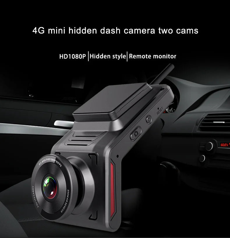 4G Hidden Dash Cam GPS Tracking Support Live Remote Monitoring With Two Camera Video Recording FHD 1080P WiFi Hotspot - Velvet Haven