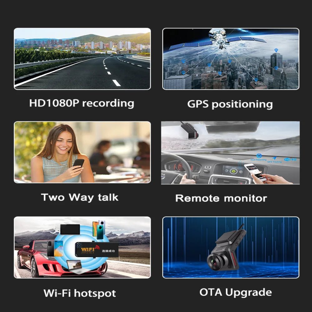 4G Hidden Dash Cam GPS Tracking Support Live Remote Monitoring With Two Camera Video Recording FHD 1080P WiFi Hotspot - Velvet Haven