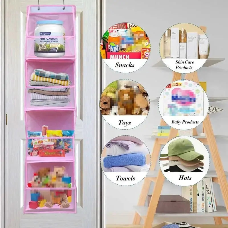 4Layer Storage Bag Foldable Hanging Organizers for Bathroom Behind Door Snacks Toys Clothes Storage Accessories Closet Organizer - Velvet Haven