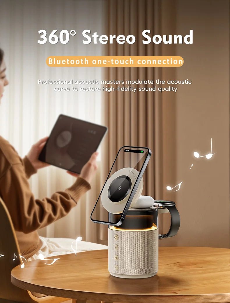 5-in-1 Magnetic Wireless Charging Station with Speaker & Night Light - Velvet Haven