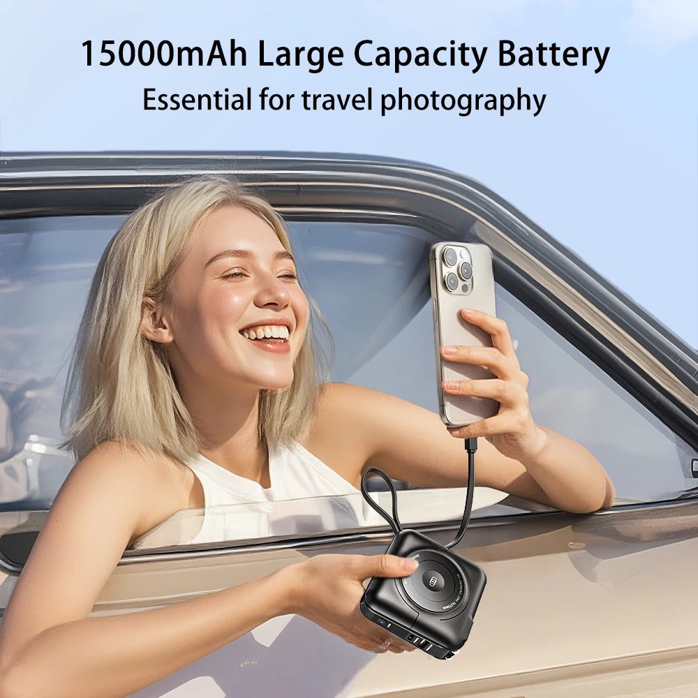 5 in 1 Magnetic Wireless PowerBank Type-C 45W Fast Charging With Dual Cables AC Plug for iPhone 12-17 Android Airpods 15000mAh - Velvet Haven