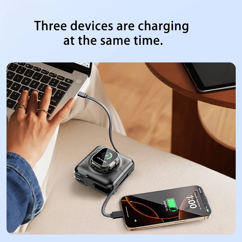 5 in 1 Magnetic Wireless PowerBank Type-C 45W Fast Charging With Dual Cables AC Plug for iPhone 12-17 Android Airpods 15000mAh - Velvet Haven