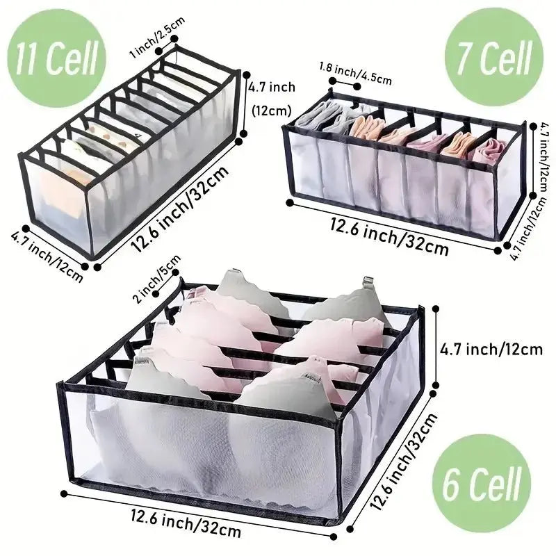 5-Pack Home Storage Boxes Foldable Plaid Underwear Combination Bags - Nylon Drawer Dividers for Socks, Panties and Underwear - Velvet Haven