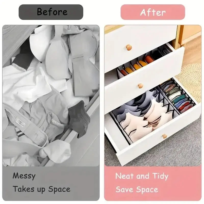 5-Pack Home Storage Boxes Foldable Plaid Underwear Combination Bags - Nylon Drawer Dividers for Socks, Panties and Underwear - Velvet Haven
