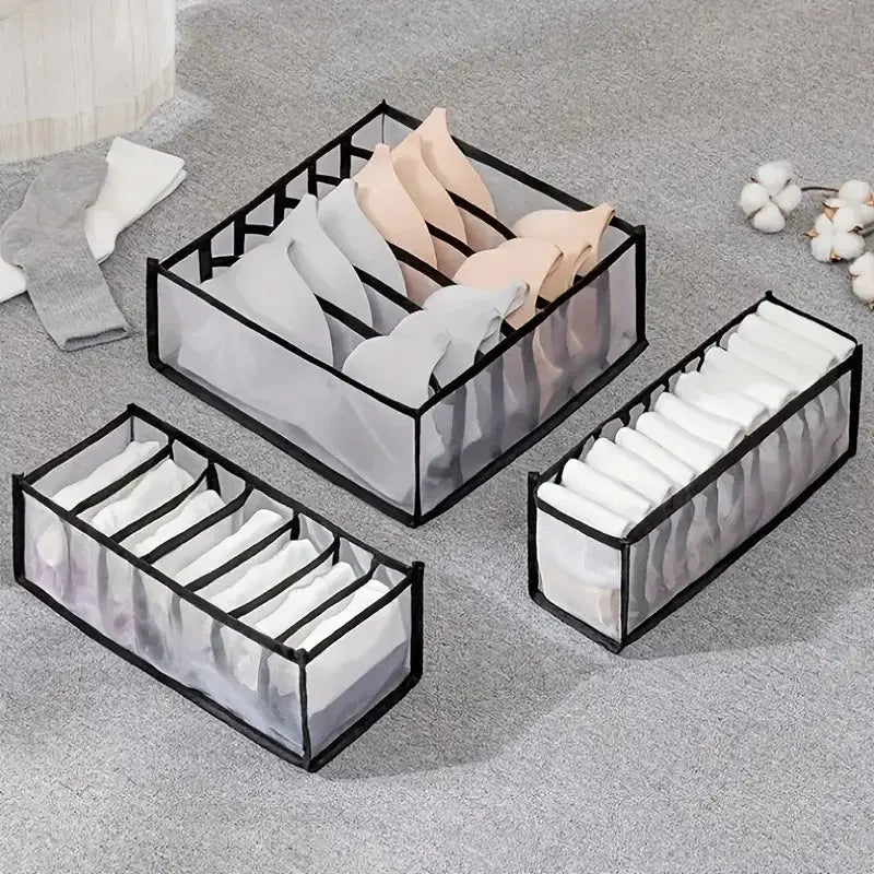 5-Pack Home Storage Boxes Foldable Plaid Underwear Combination Bags - Nylon Drawer Dividers for Socks, Panties and Underwear - Velvet Haven