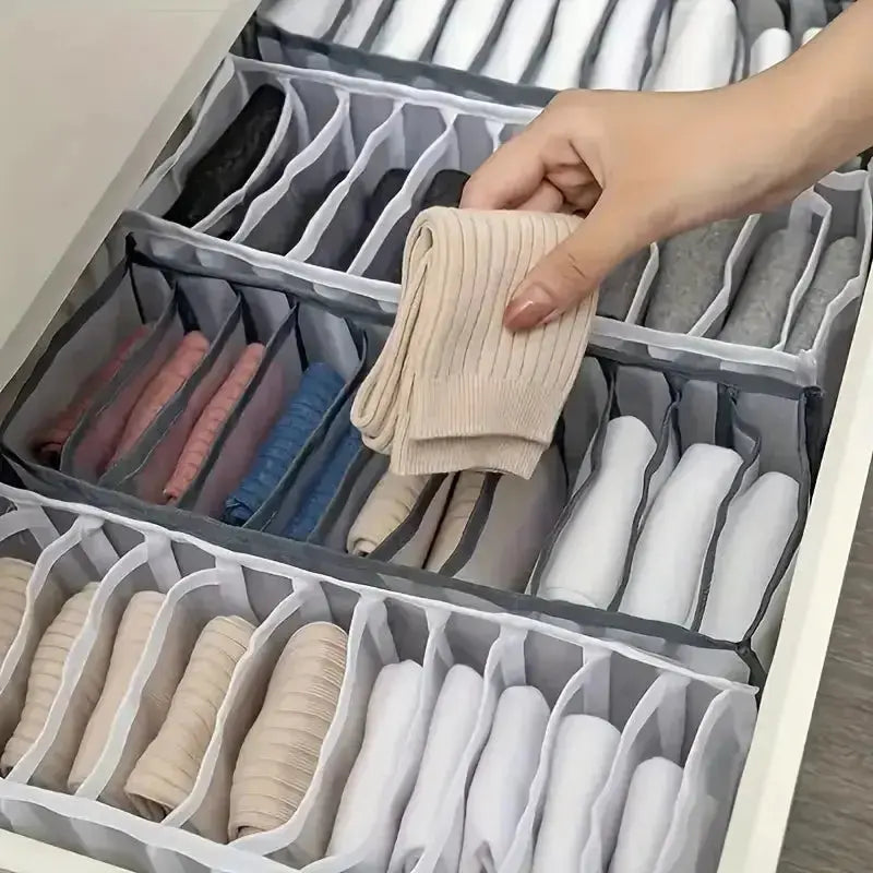 5-Pack Home Storage Boxes Foldable Plaid Underwear Combination Bags - Nylon Drawer Dividers for Socks, Panties and Underwear - Velvet Haven