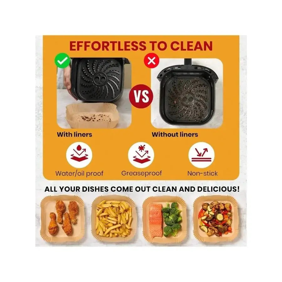 50 PCS Air Fryer Paper Liners, 9 Inch Disposable Parchment Sheets for Cooking Chicken, Fries with No Mess - Velvet Haven