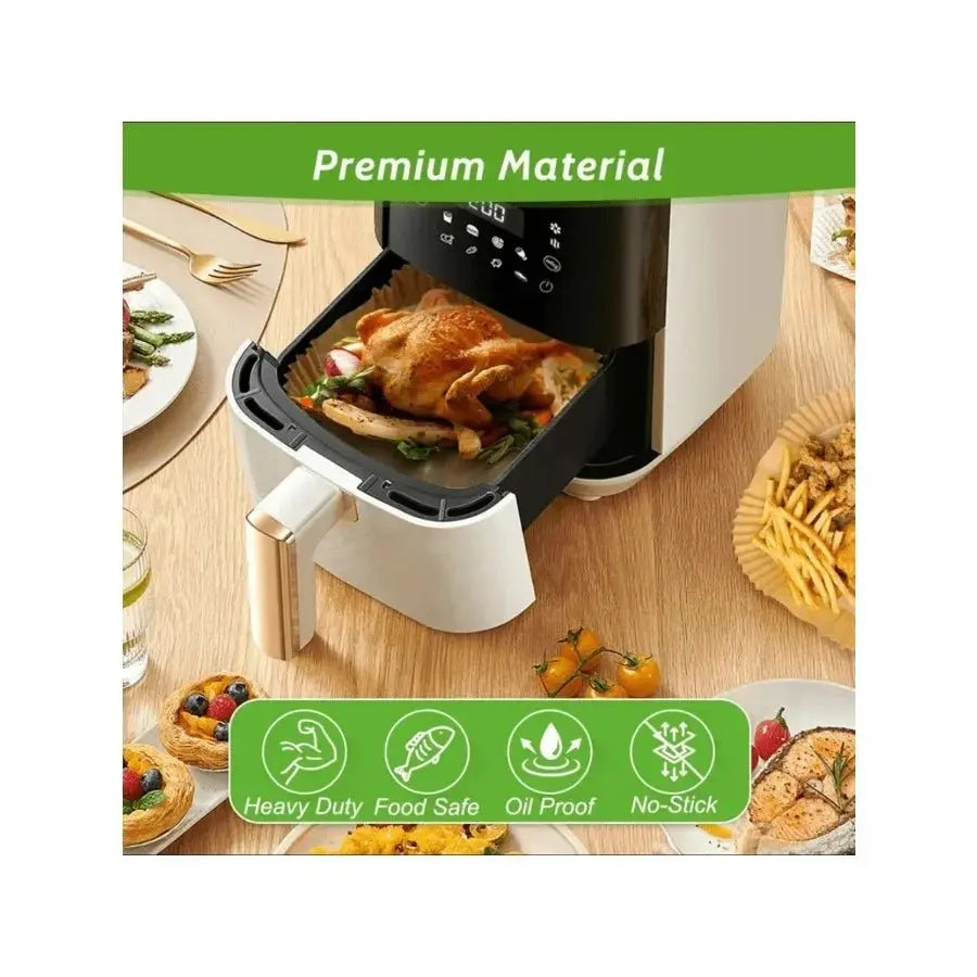 50 PCS Air Fryer Paper Liners, 9 Inch Disposable Parchment Sheets for Cooking Chicken, Fries with No Mess - Velvet Haven