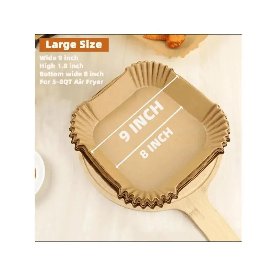 50 PCS Air Fryer Paper Liners, 9 Inch Disposable Parchment Sheets for Cooking Chicken, Fries with No Mess - Velvet Haven