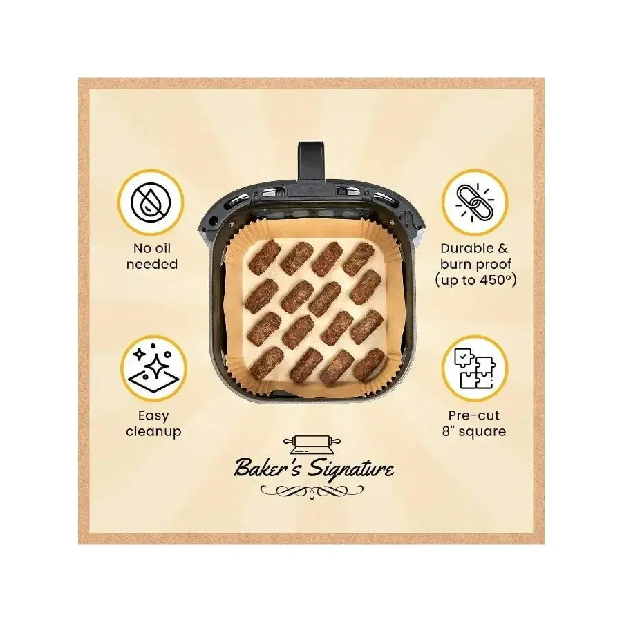 50 PCS Air Fryer Paper Liners, 9 Inch Disposable Parchment Sheets for Cooking Chicken, Fries with No Mess - Velvet Haven