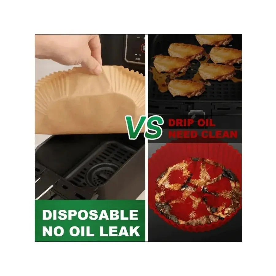 50 PCS Air Fryer Paper Liners, 9 Inch Disposable Parchment Sheets for Cooking Chicken, Fries with No Mess - Velvet Haven