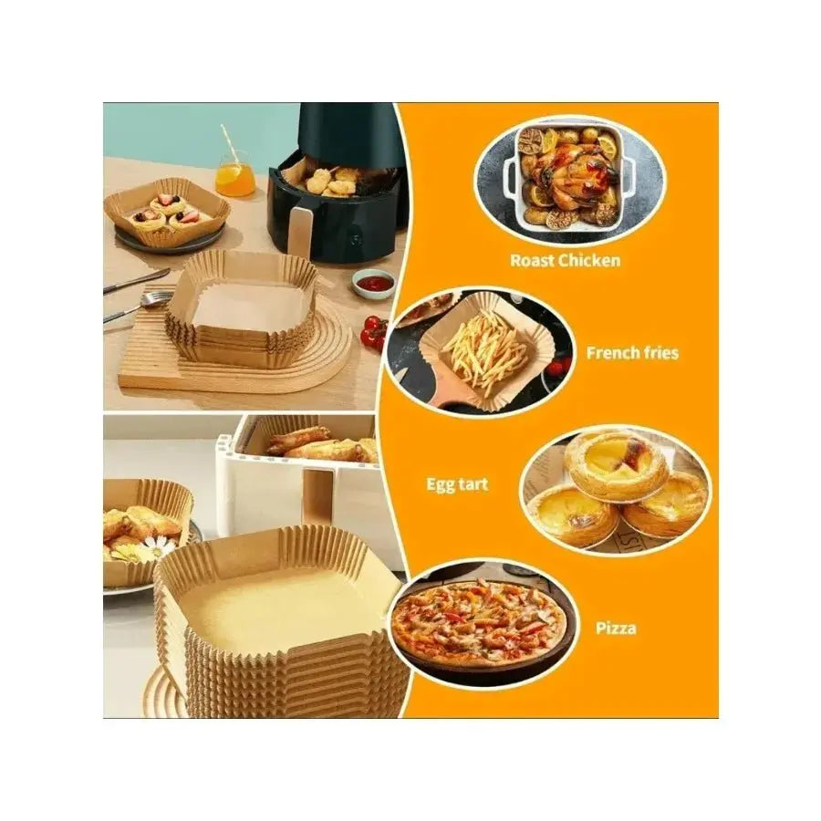 50 PCS Air Fryer Paper Liners, 9 Inch Disposable Parchment Sheets for Cooking Chicken, Fries with No Mess - Velvet Haven