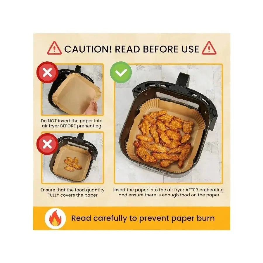 50 PCS Air Fryer Paper Liners, 9 Inch Disposable Parchment Sheets for Cooking Chicken, Fries with No Mess - Velvet Haven