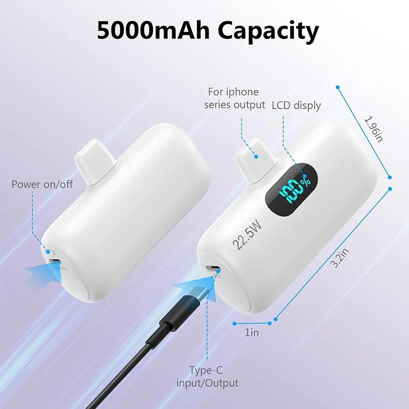 5000mAh Mini Power Bank 20W Fast Portable Charger - Velvet Haven
