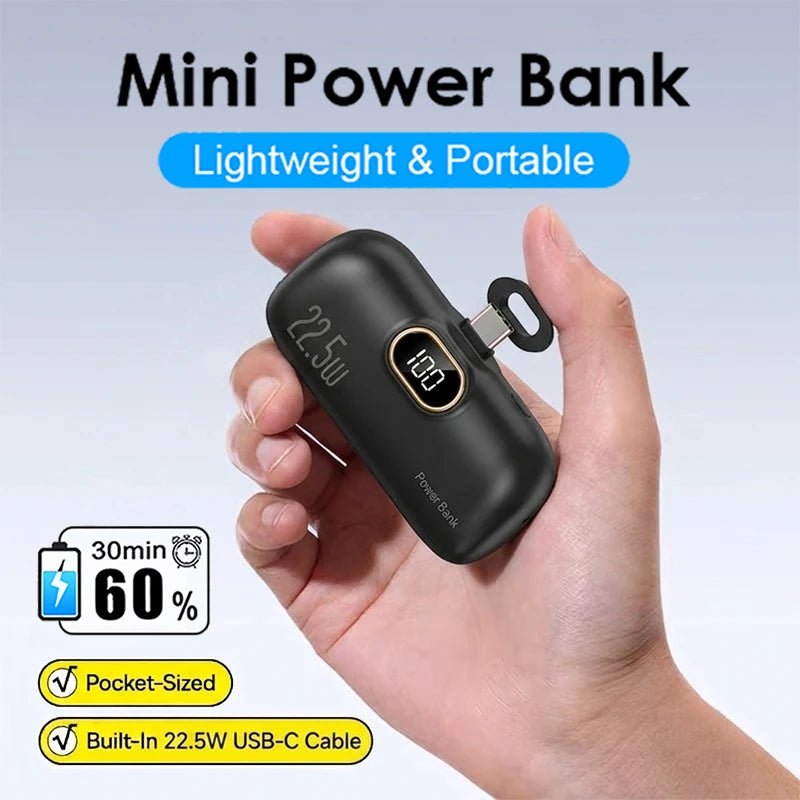 5000mAh Mini Power Bank 20W Fast Portable Charger - Velvet Haven