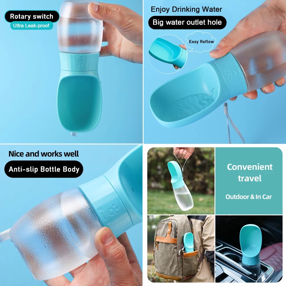500ml Portable Dog Water Bottle with Drinking Bowl for Travel - Velvet Haven