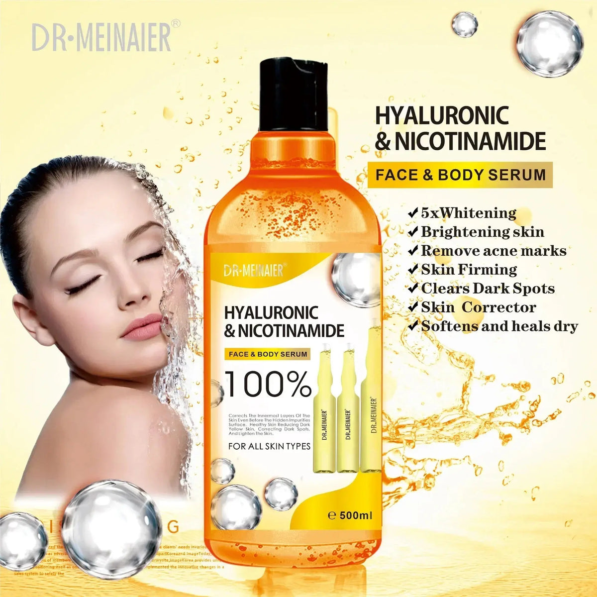 500ml Hyaluronic Acid Niacinamide Vitamin C AHA Face Serum - Velvet Haven