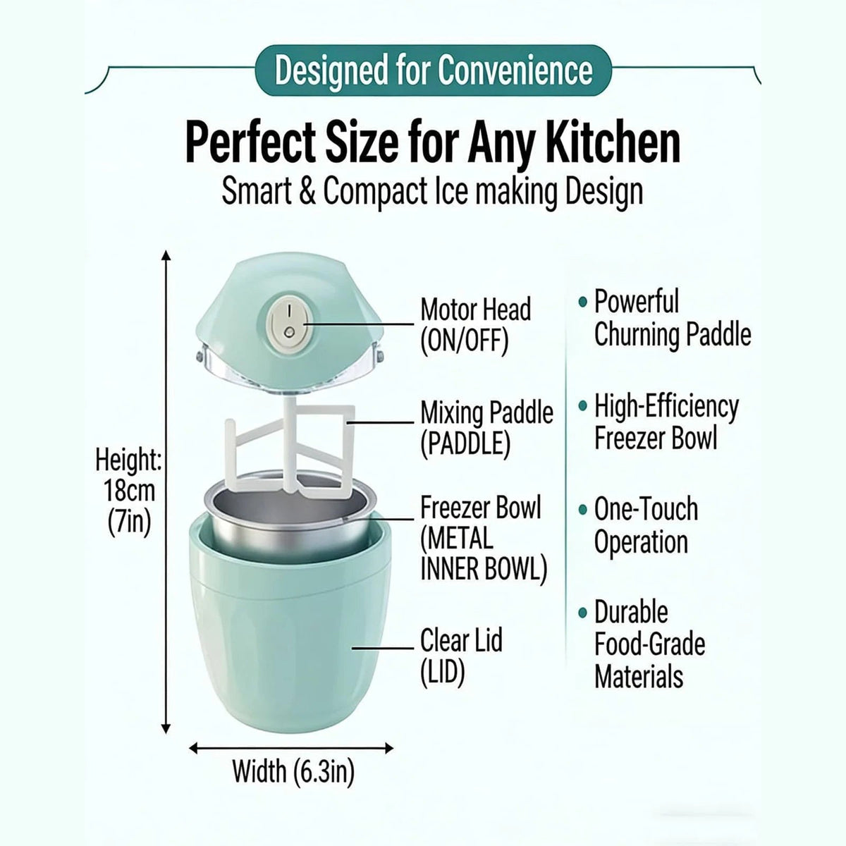 500ml Mini Electric Ice Cream Maker - One-Touch Personal Frozen Dessert Machine - Velvet Haven