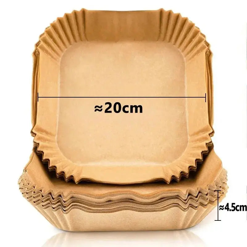 50/200PCS Kitchens Accessories Air Fryer Paper Kitchen Utensils Disposable Square Round Pastry Molds BBQ Plate Non-stick Pad - Velvet Haven
