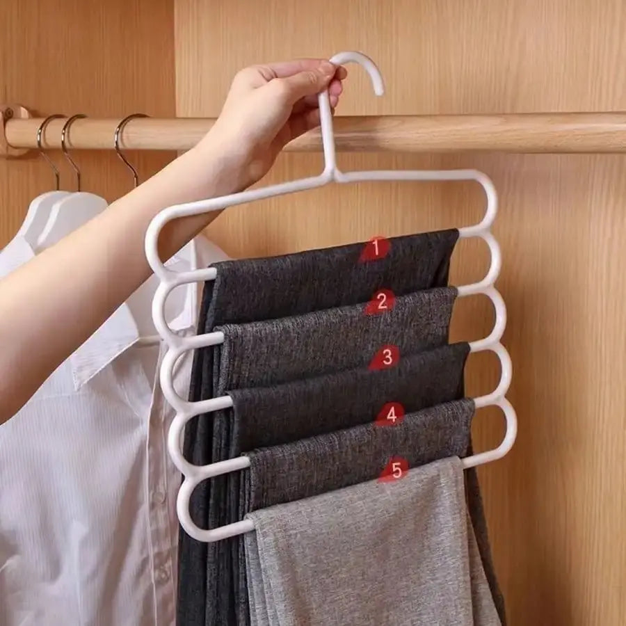 5/10pcs Home Use Space Saving Clothes Hanger,Multi-Function Closet Organizers And Storage,Non Slip Plastic Multi-Layer Clothing Rack,Suitable For Storing Pants Jeans Scarf Dorm Room Essentials For College Students - Velvet Haven