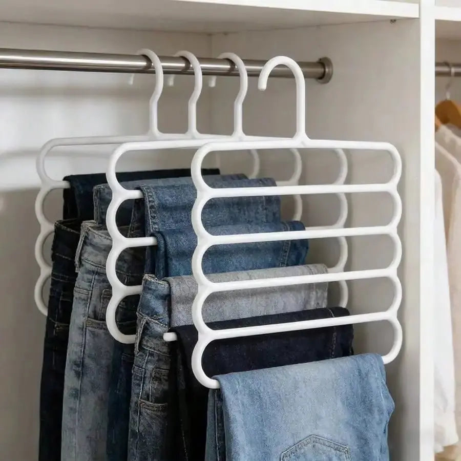 5/10pcs Home Use Space Saving Clothes Hanger,Multi-Function Closet Organizers And Storage,Non Slip Plastic Multi-Layer Clothing Rack,Suitable For Storing Pants Jeans Scarf Dorm Room Essentials For College Students - Velvet Haven