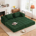 Modern 6-in-1 convertible corduroy sleeper sofa bed with two pillows in foldable loveseat design