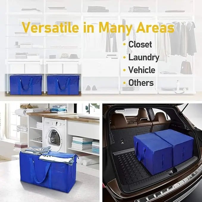6 Pack Extra Large Moving Bags Heavy Duty with Zippers & Carrying Handles, Durable Storage Bags Moving Boxes for Closet Organize - Velvet Haven