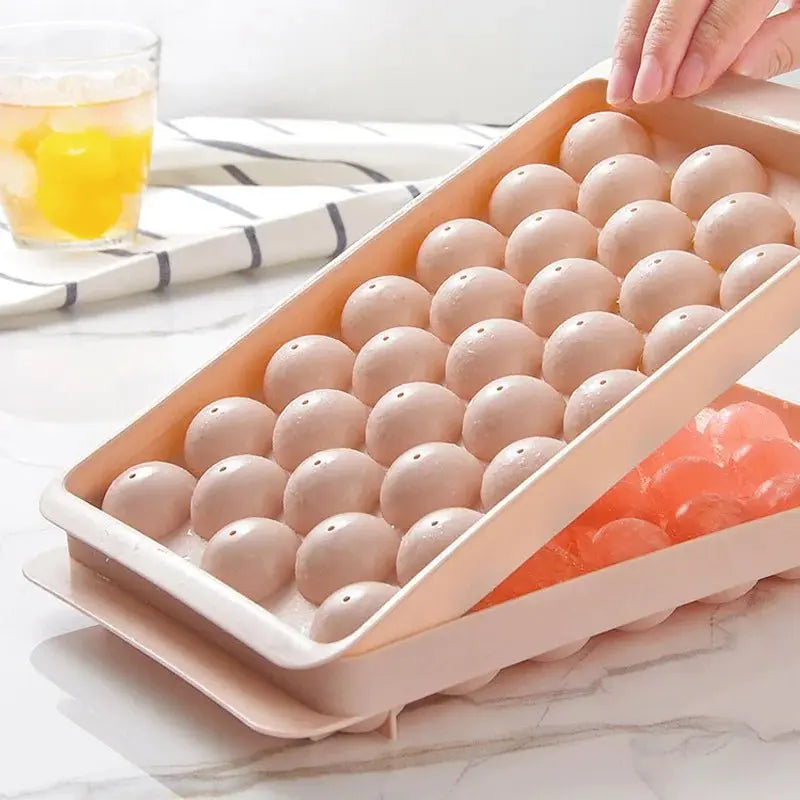 66/33 Ice Ball Mold - Whiskey Cocktail Round Ice Cube Maker with Lid, Perfect Hockey Ball Shape, BPA Free Mini Tray Kitchen Tool - Velvet Haven