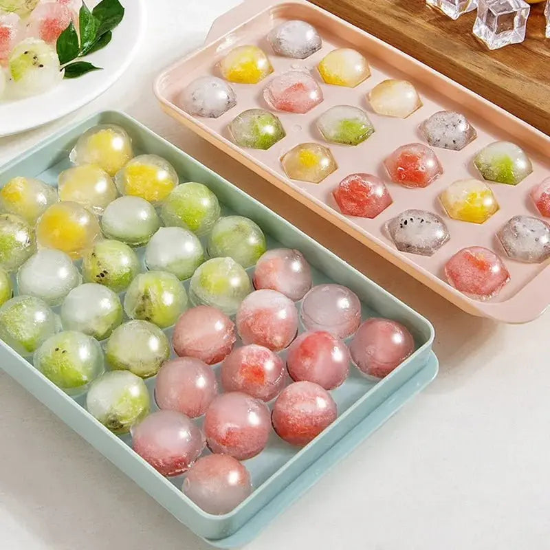 66/33 Ice Ball Mold - Whiskey Cocktail Round Ice Cube Maker with Lid, Perfect Hockey Ball Shape, BPA Free Mini Tray Kitchen Tool - Velvet Haven