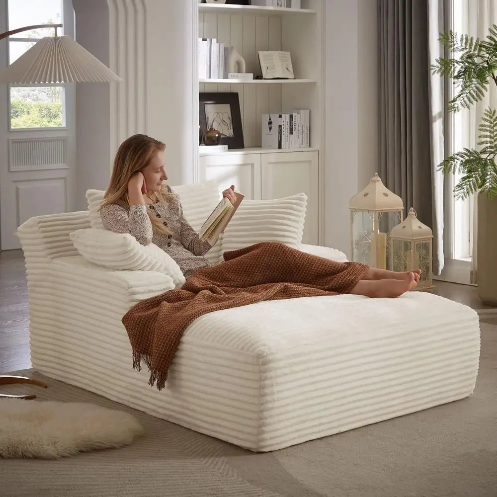 67 Indoor Oversized Corduroy Chaise Lounge Chair, Deep Seat Sleeper Couch for Reading, Cloud Sofa Bed, Living Room Furniture, No - Velvet Haven
