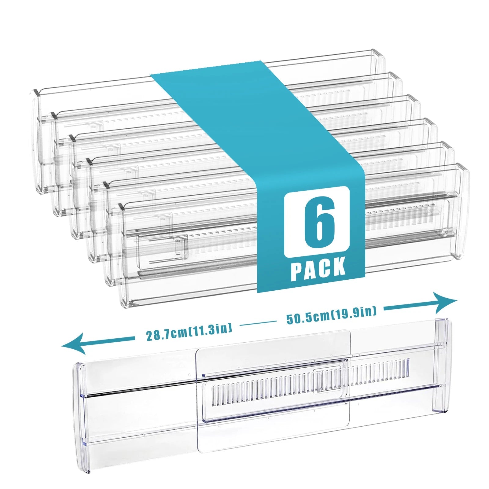 6/8/10/12-Pack Adjustable Drawer Organizers, Clear Expandable Dresser Organizers for Storing Clothes Kitchen Utensils - Velvet Haven