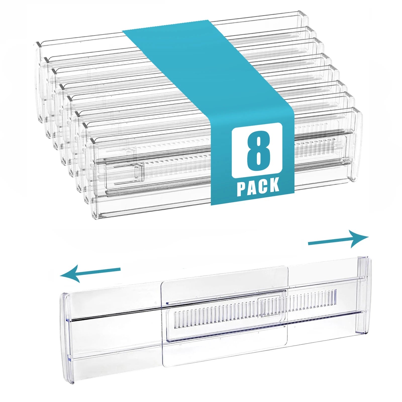6/8/10/12-Pack Adjustable Drawer Organizers, Clear Expandable Dresser Organizers for Storing Clothes Kitchen Utensils - Velvet Haven