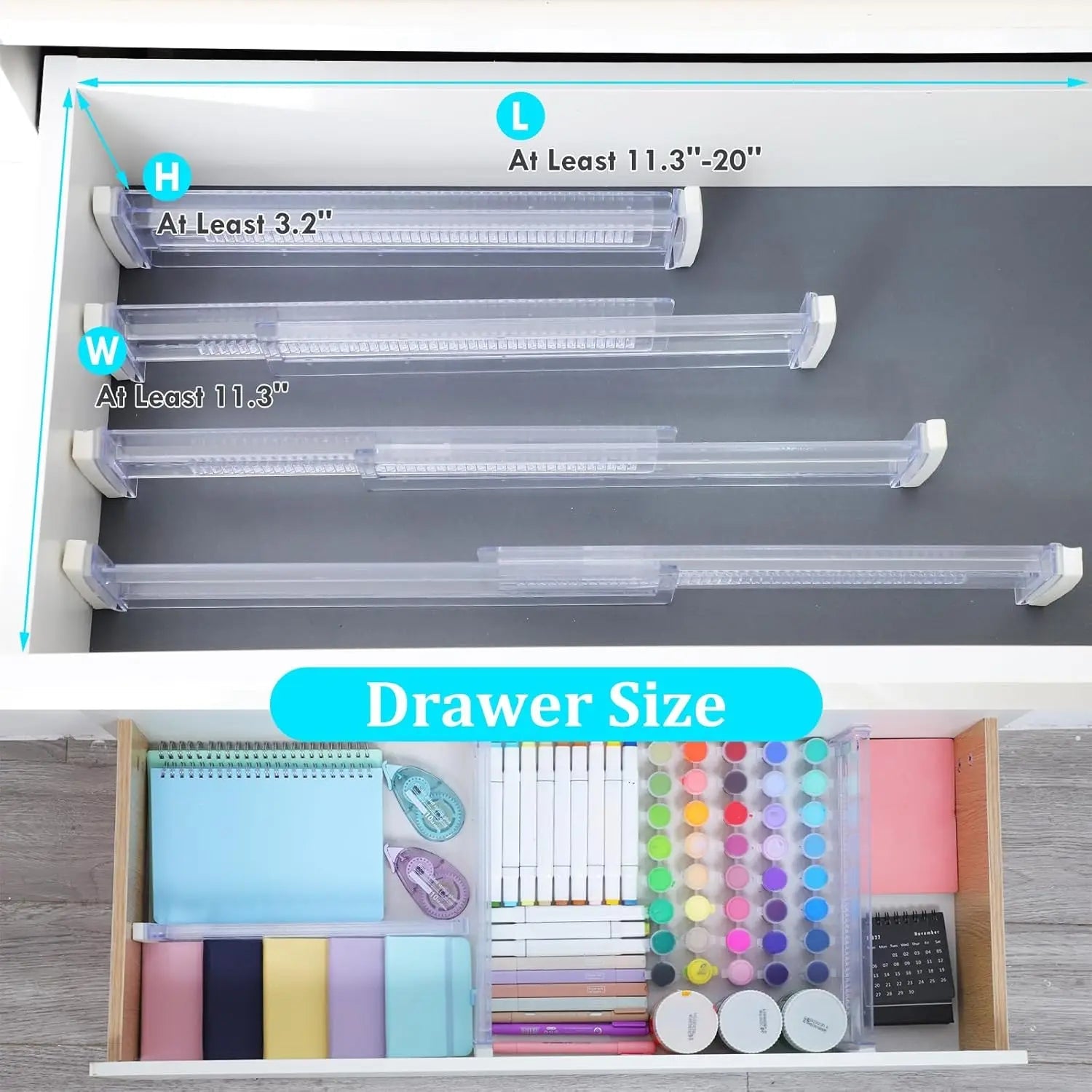 6/8/10/12-Pack Adjustable Drawer Organizers, Clear Expandable Dresser Organizers for Storing Clothes Kitchen Utensils - Velvet Haven
