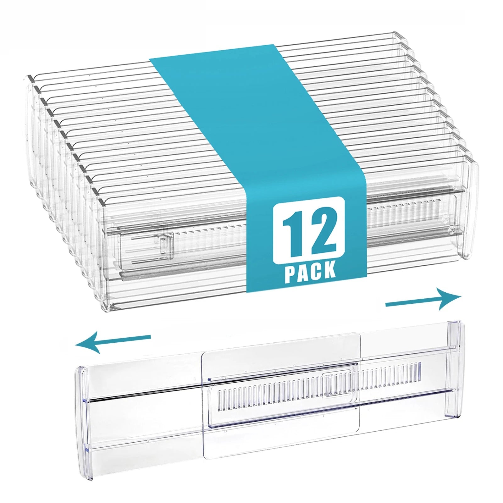6/8/10/12-Pack Adjustable Drawer Organizers, Clear Expandable Dresser Organizers for Storing Clothes Kitchen Utensils - Velvet Haven