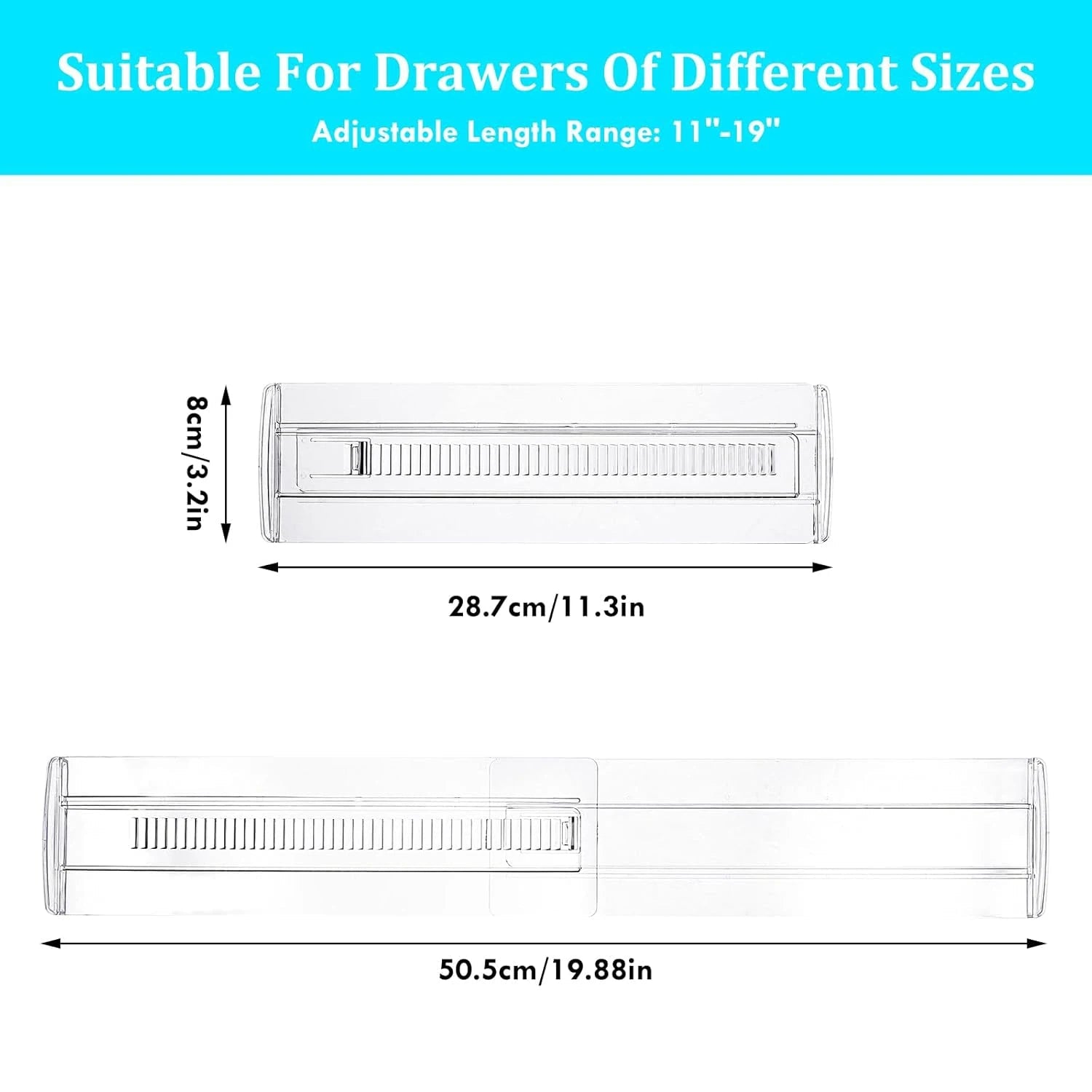 6/8/10/12-Pack Adjustable Drawer Organizers, Clear Expandable Dresser Organizers for Storing Clothes Kitchen Utensils - Velvet Haven