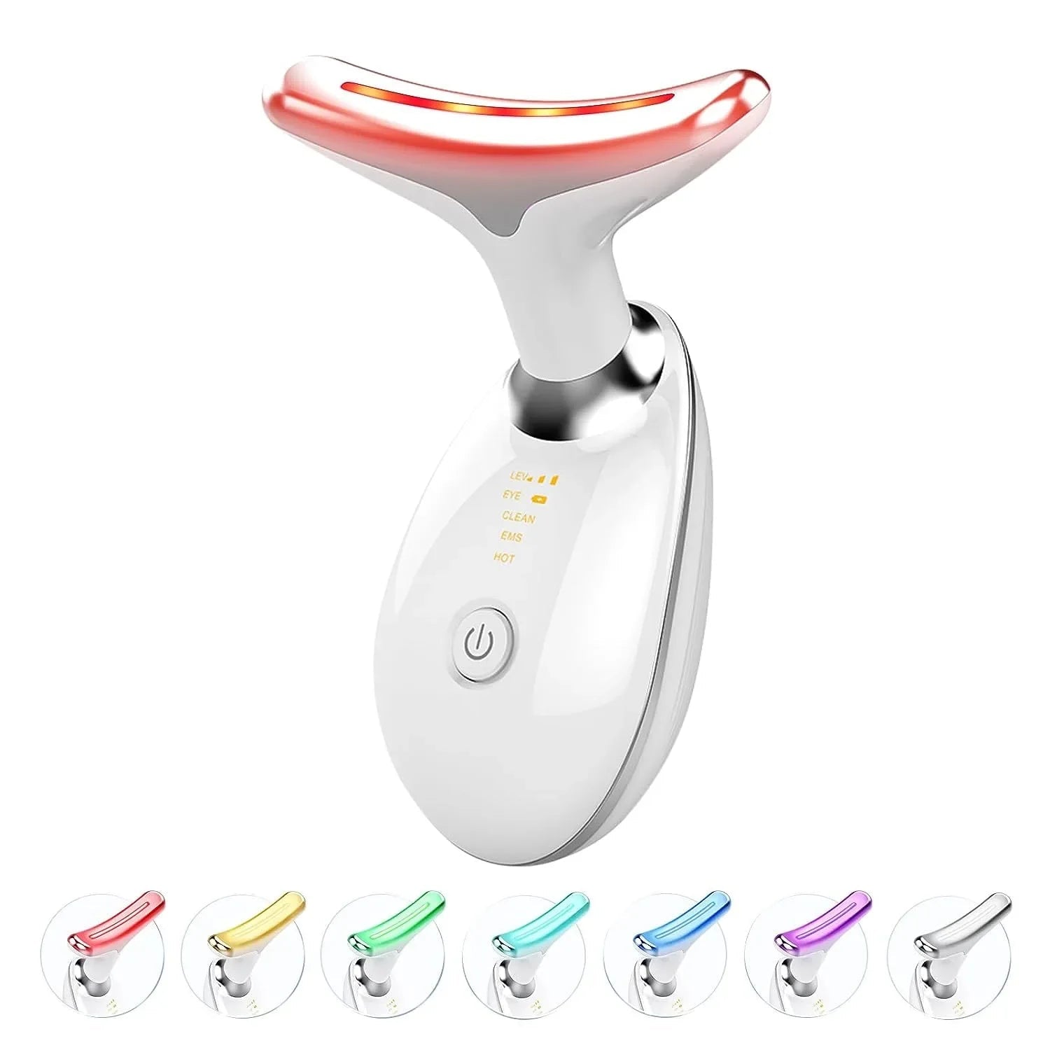 7 Color EMS Neck Beauty Device Face Lifting Massager Double Chin Remover Anti Wrinkle LED Photon Skin Tightening Facial Massager - Velvet Haven