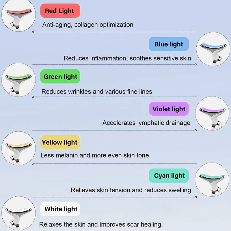 7 Color EMS Neck Beauty Device Face Lifting Massager Double Chin Remover Anti Wrinkle LED Photon Skin Tightening Facial Massager - Velvet Haven