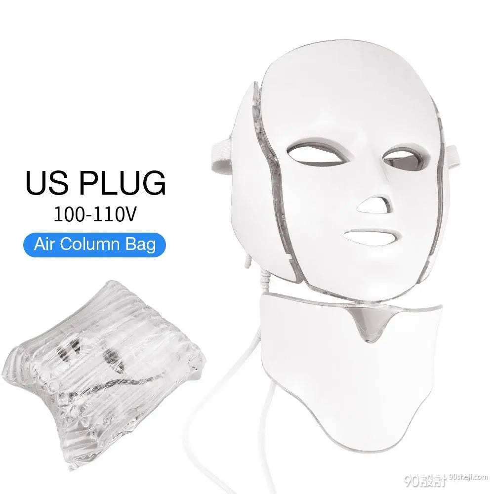 7 Colors LED Facial Mask with Neck LED Light Photon Mask Skin Rejuvenation Anti Acne Beauty Device Face Lifting Firm Massager - Velvet Haven