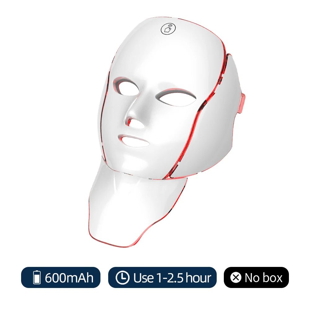 7 Colors LED Facial Mask with Neck LED Light Photon Mask Skin Rejuvenation Anti Acne Beauty Device Face Lifting Firm Massager - Velvet Haven