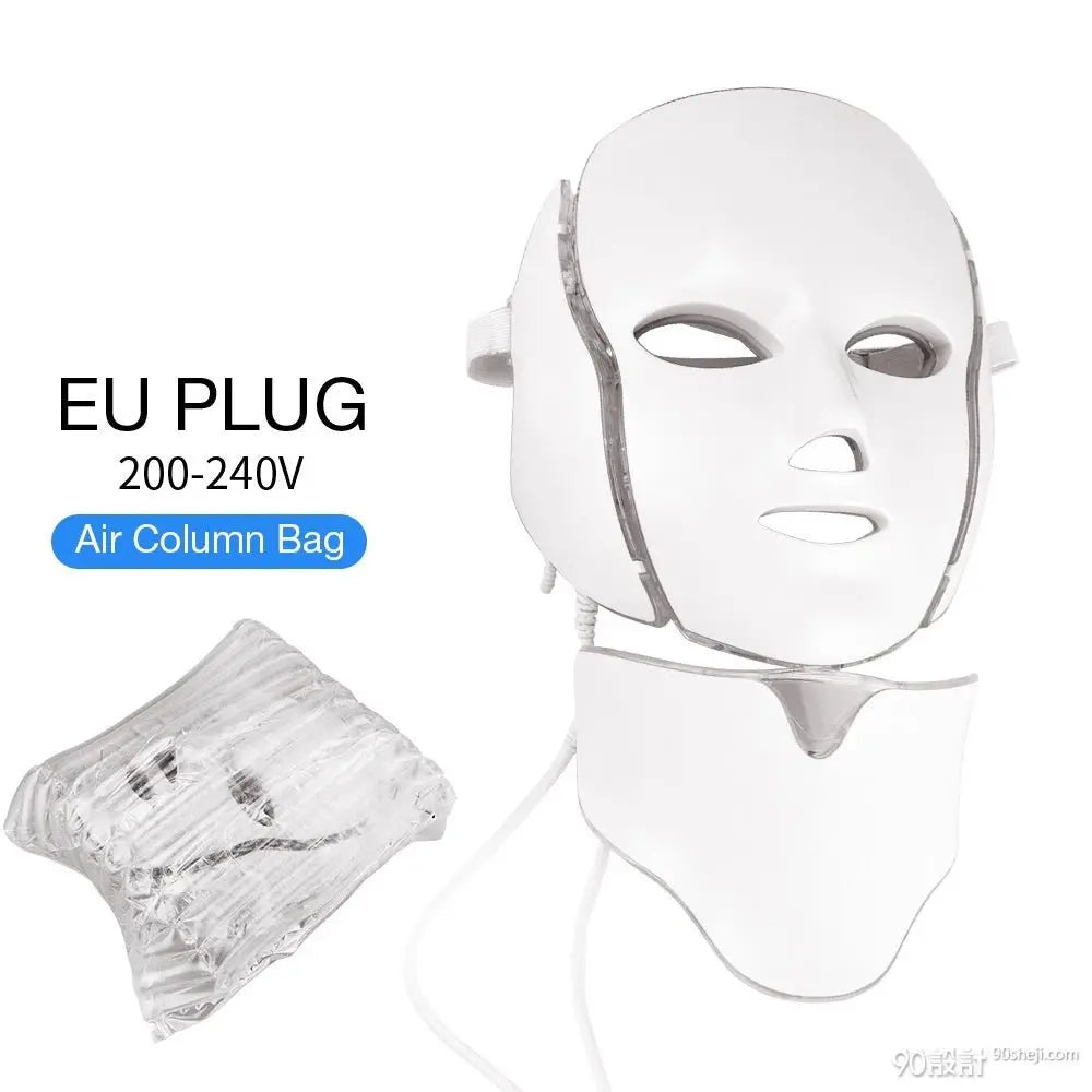 7 Colors LED Facial Mask with Neck LED Light Photon Mask Skin Rejuvenation Anti Acne Beauty Device Face Lifting Firm Massager - Velvet Haven