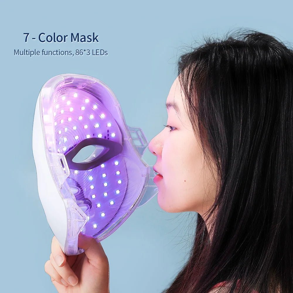 7 Colors Led Facial Mask With Neck Red Light Therapy Mask For Skin Tightening Lifting Anti-aging Bio-Light Beauty Whitening Home - Velvet Haven