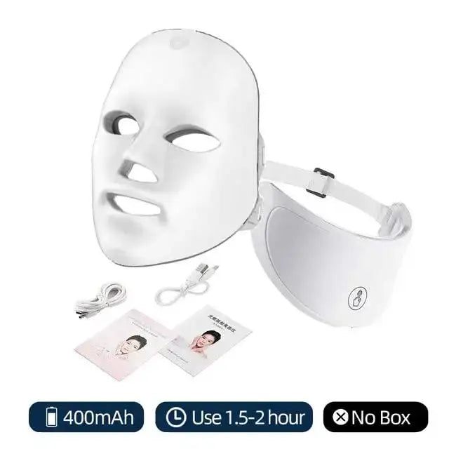 7 Colors Led Facial Mask With Neck Red Light Therapy Mask For Skin Tightening Lifting Anti-aging Bio-Light Beauty Whitening Home - Velvet Haven